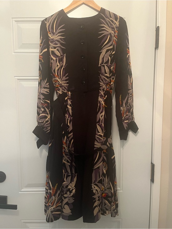 Dresses & Skirts - Vintage Black Long-Sleeve Floral Shirtdress
